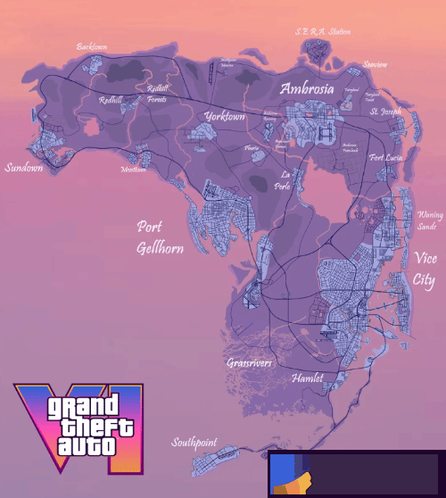 玩家自制《GTA6》概念地图：是前作地图的2.5倍大